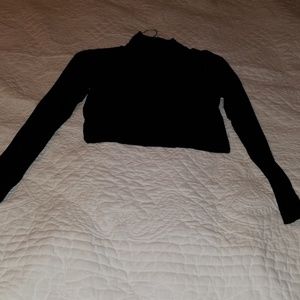 Black sheer mock neck top